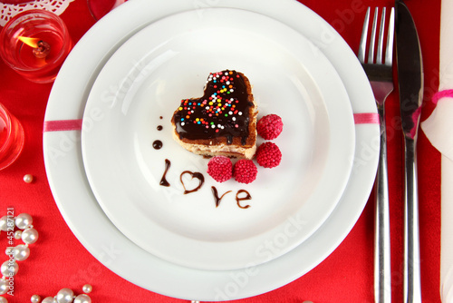 Photo: Plate with dessert in form of heart Plate with dessert in form of heart