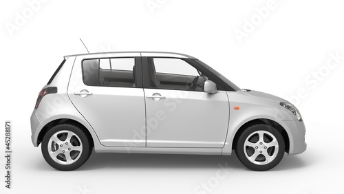 Illustration: Modern Compact Car Chrome Side 2 Modern Compact Car Chrome Side 2