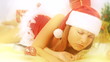 Female Santa Claus late for Christmas night