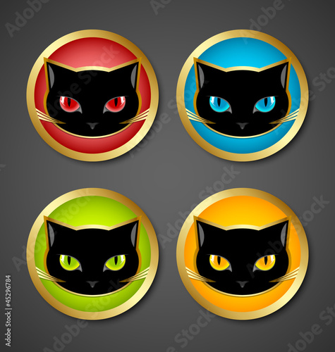 Vector: Black cat head icons Black cat head icons