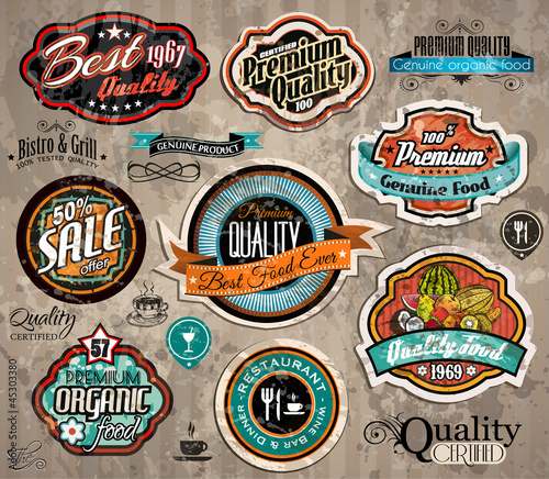 Vector: Set of Premium Quality Vintage Labels Set of Premium Quality Vintage Labels