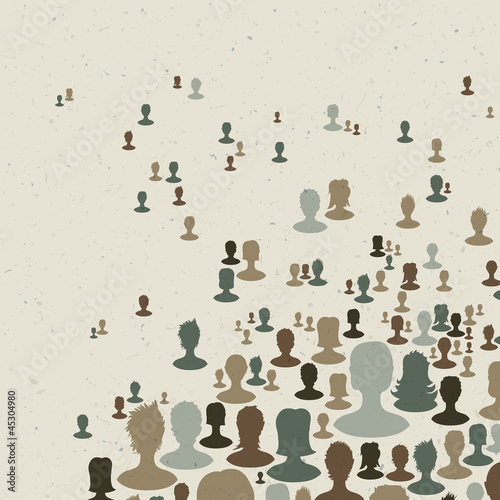 Vector: Many people silhouettes, abstract communication themed backgroun Many people silhouettes, abstract communication themed backgroun