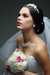 Photo: Portrait of beautiful bride. Wedding dress. Wedding decoration Portrait of beautiful bride. Wedding dress. Wedding decoration