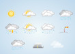 Vector: Weather icons - sunny, cloudy, rain, snow and more Weather icons - sunny, cloudy, rain, snow and more