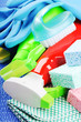 Photo: Colorful cleaning products Colorful cleaning products
