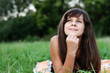 Brunette teen girl on nature