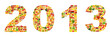 Alphabet made of many fruits and vegetables