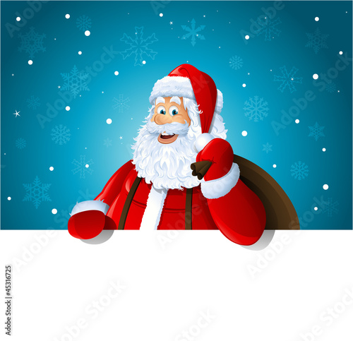 Vector: Happy Santa Claus over white blank Happy Santa Claus over white blank