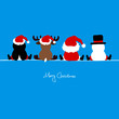Santa, Snowman, Penguin & Reindeer Iceblue