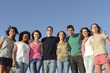 happy and diverse group outdoors