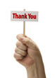 Hand Held Thank You Sign In Fist On White