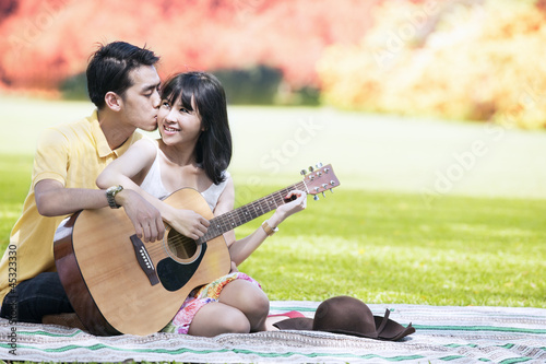 Photo: Sweet couple in autumn day Sweet couple in autumn day