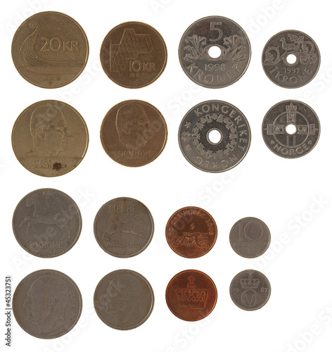 Photo: Norwegian Coins Isolated on White Norwegian Coins Isolated on White