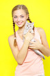 Smiling girl with Scottish Straight