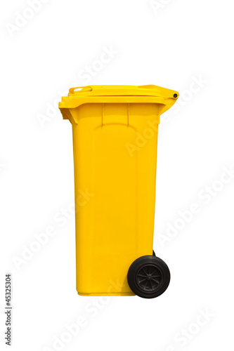 Photo: Large yellow trash can, side view Large yellow trash can, side view