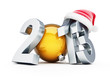 Illustration: happy new year 2012 santa hat on white background happy new year 2012 santa hat on white background