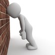 3D Kopf gegen Wand lehnen