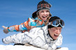 Couple play  in snow