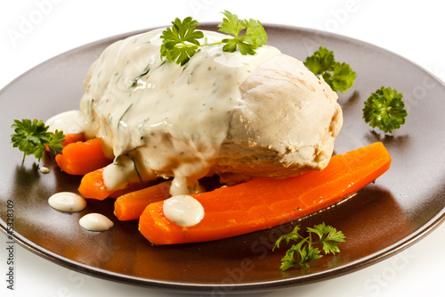 Photo: Boiled chicken breast and vegetables Boiled chicken breast and vegetables