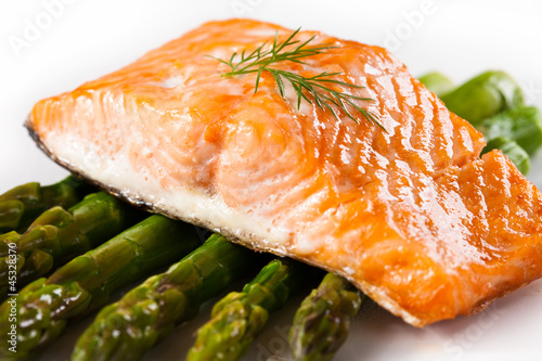 Photo: Grilled salmon and vegetables Grilled salmon and vegetables