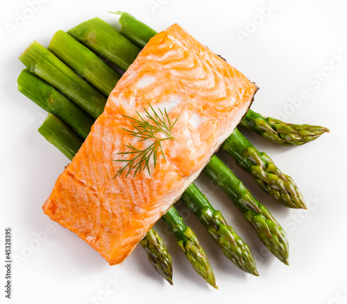 Photo: Grilled salmon and vegetables Grilled salmon and vegetables