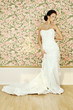 Beautiful woman in white evening gown, fashion portrait