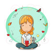 Girl listening to music from smartphone