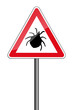 Warnschild RAL 3001 signalrot freigestellt - Achtung Zecken