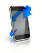 Mobile Phone with Blue Arrow