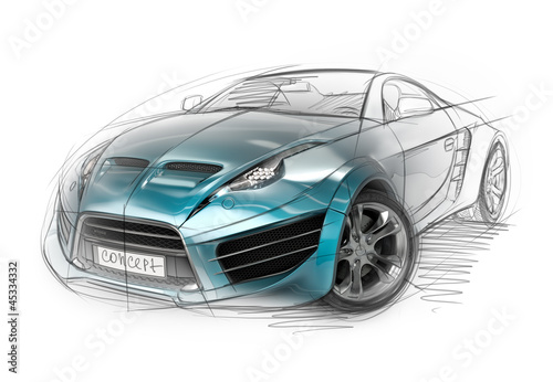 Illustration: Concept car sketch. Original car design. Concept car sketch. Original car design.