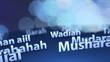 Islamic banking terminology 3d text background animation.