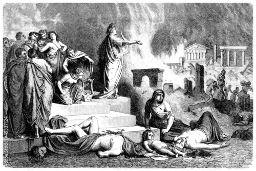 Illustration: Emperor Nero sings & Rome is burning - Antiquity Emperor Nero sings & Rome is burning - Antiquity