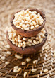 Pine nuts in ceramic bowls