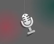 glossy mic icon, isolated on colorful background.