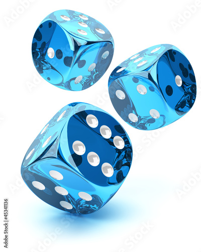 Illustration: Blue transparent dices Blue transparent dices