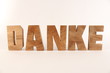 DANKE text animation with wood letter version 1