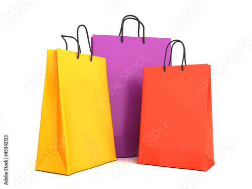 Illustration: 3d render of colorful shopping bags 3d render of colorful shopping bags