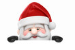 Illustration: 3d render of Santa Claus and a blank board 3d render of Santa Claus and a blank board