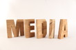 MEDIA text animation with wooden letter version 2