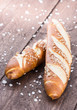 Pretzels on wooden background