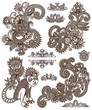 Set of black flower design