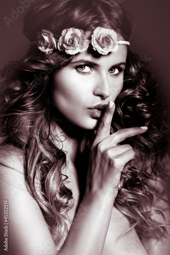 Photo: Vintage portrait. Studio , vertical Vintage portrait. Studio , vertical