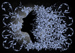 Illustration of young girl's profile on floral background