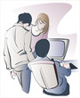 Three young people holding a meeting in the office