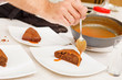 chocolate cake with caramel sauce