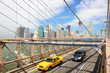 New York, Brooklyn Bridge and taxi cab