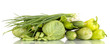 fresh green vegetables isolated on white