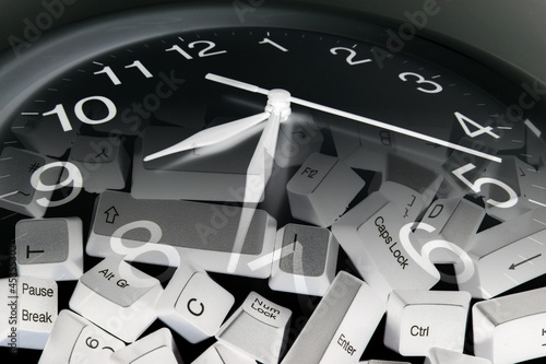 Photo: Clock and Computer Keys Clock and Computer Keys