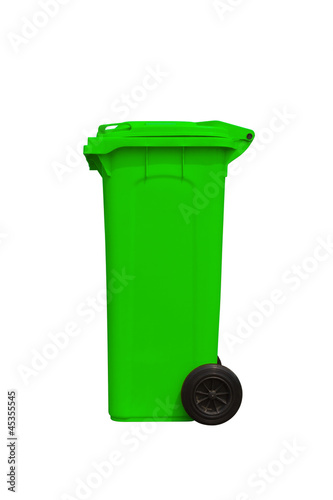 Photo: Large green trash can, side view Large green trash can, side view