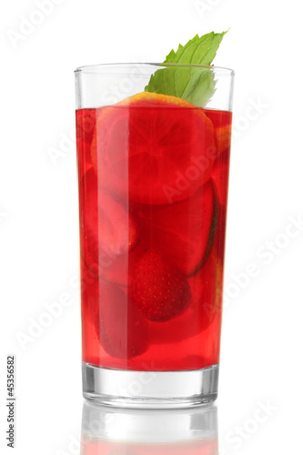 Photo: sangria in glass, isolated on white sangria in glass, isolated on white